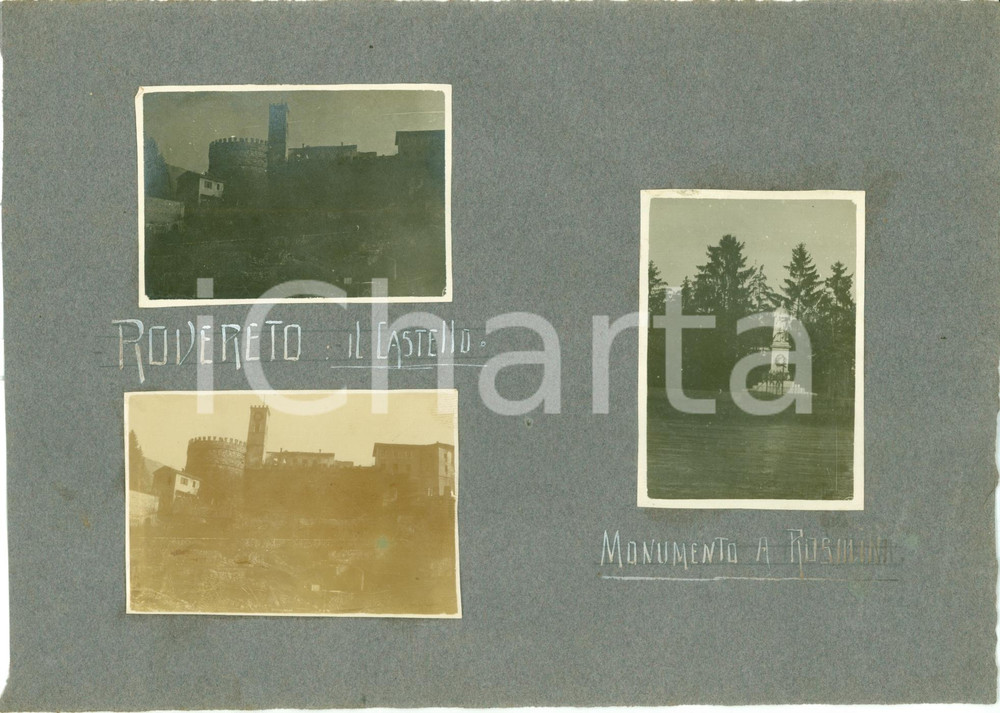 Fotografia d epoca originale 1918 ROVERETO TN WWI Castello e Monumento Antonio ROSMINI Lotto 3 foto 7 x 5 1