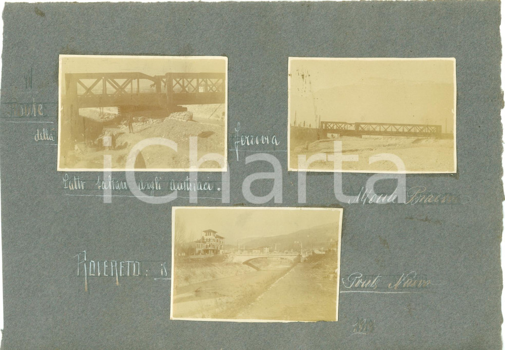 Fotografia d epoca originale 1919 ROVERETO TN Ponte ferrovia distrutto da AUSTRIACI Ponte Nuovo Lotto 3 foto 1