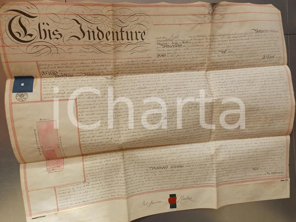 Documento originale, autentico 1867  CROYDON / LONDON Laurence Road Lease William FRANKLIN to Thomas J. PULLEN 1