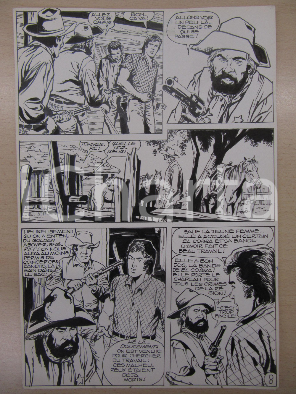 Opera d’arte autentica 1990 BD WESTERN FRANCE BILLY BOYD NÂ° 2 El Cobra! tav.8 Original BERNASCONI LUBE 1