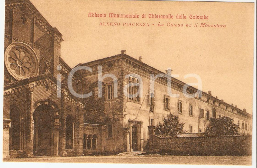 Cartolina originale da collezione 1920 ca ALSENO PC Abbazia Monumentale CHIARAVALLE Chiesa e Monastero FP NV 1