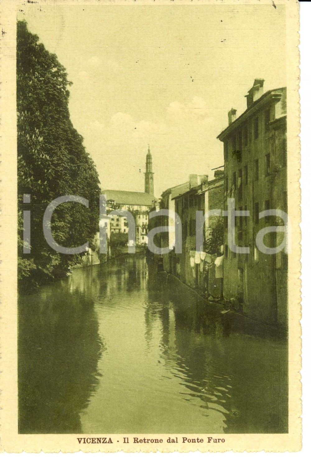 Cartolina originale da collezione 1915 Vicenza  RETRONE dal Ponte FURO Cartolina FP VG 1