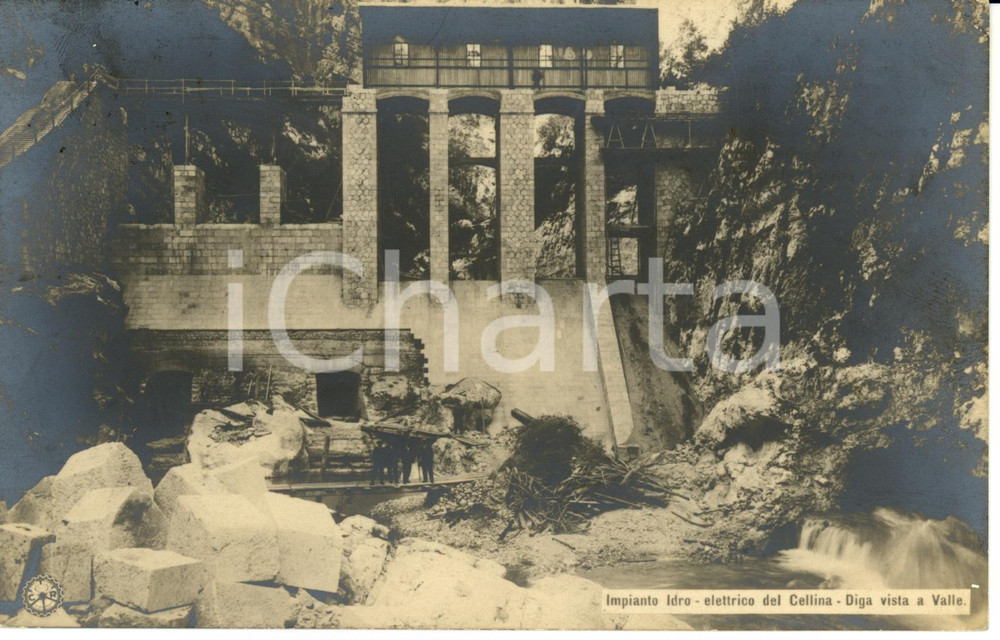 Cartolina originale da collezione 1913 Cellina PN Diga del CELLINA vista valle Cartolina FP VG 1