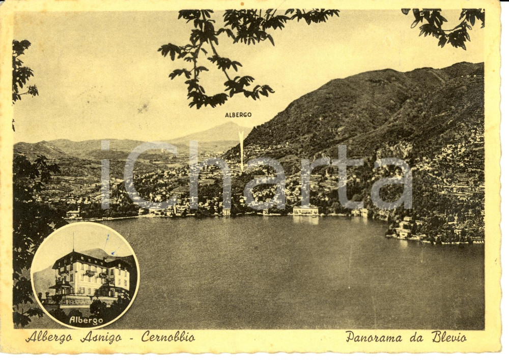 Cartolina originale da collezione 1959 CERNOBBIO CO Veduta da BLEVIO con Albergo ASNIGO Cartolina FG VG 1