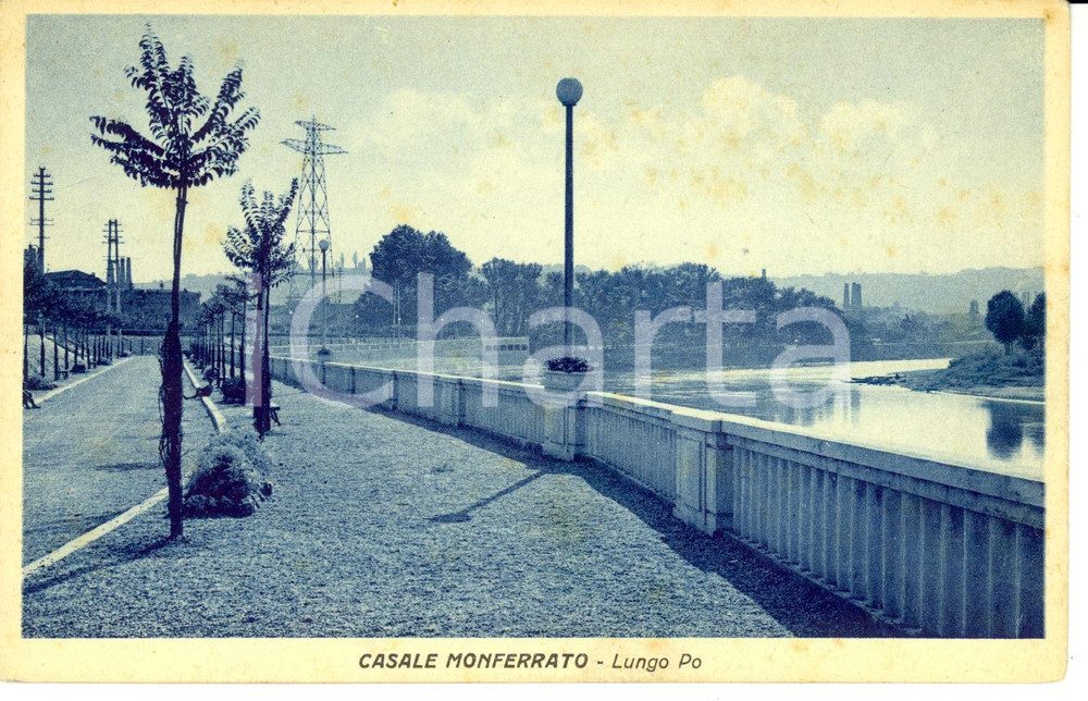 Cartolina originale da collezione 1930 ca CASALE MONFERRATO AL panorama da passeggiata lungo PO Cartolina FP NV 1