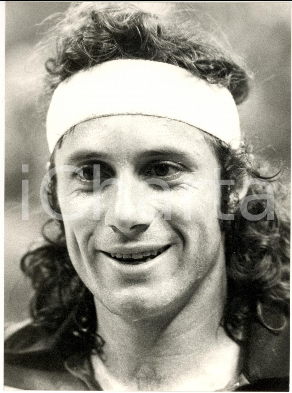 Fotografia d epoca originale 1980 ca MILANO TENNIS Primo piano di Guillermo VILAS Fotografia 1