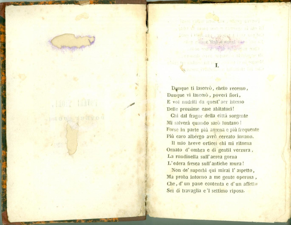 Libro, pubblicazione d epoca 1850 ca Francesco DALL ONGARO Poveri fiori poveri cuori raccolta INCOMPLETO 1