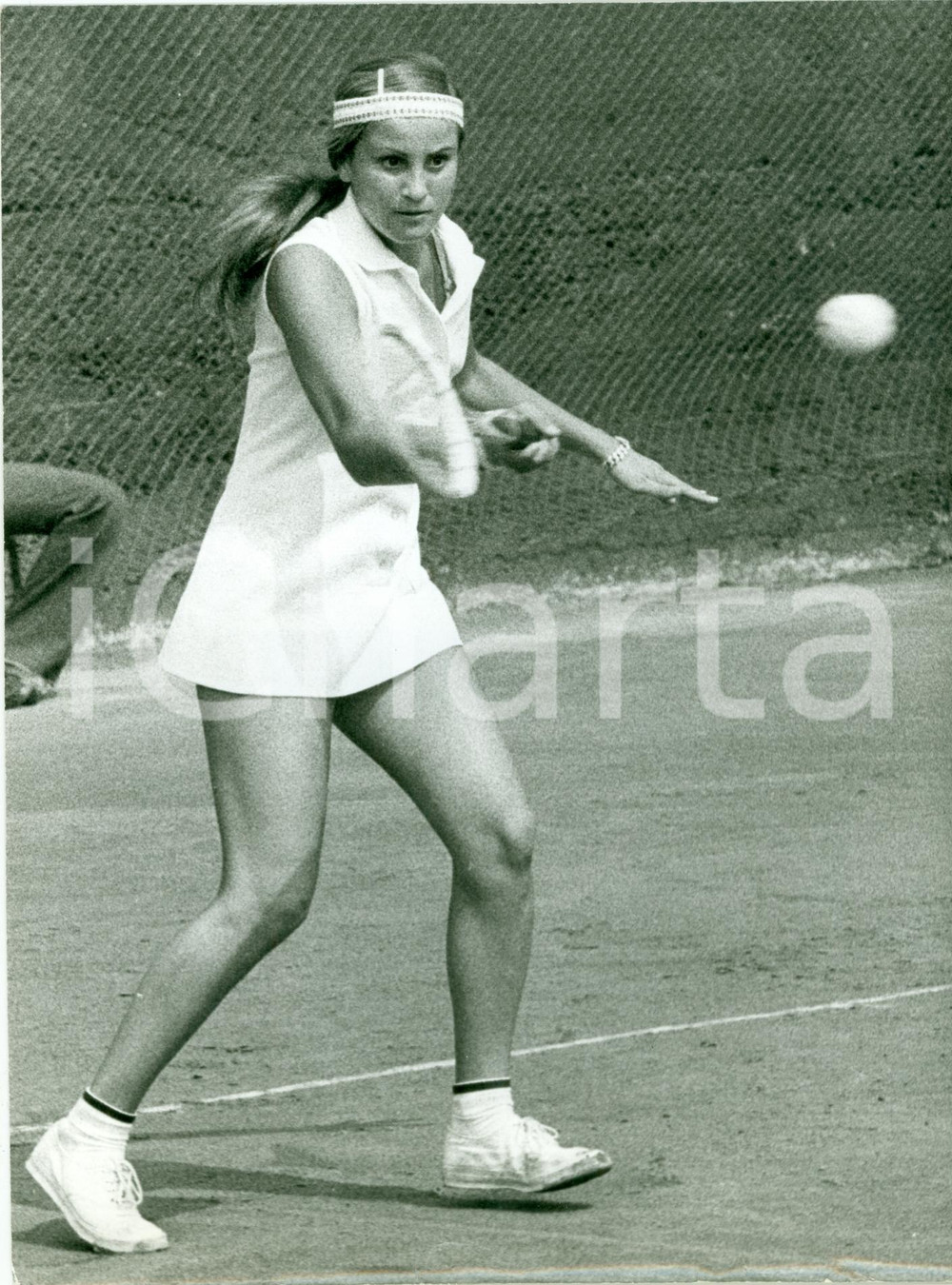 Fotografia d epoca originale 1980 ca TENNIS Ritratto Margarida ARAUJO durante allenamenti Fotografia 1
