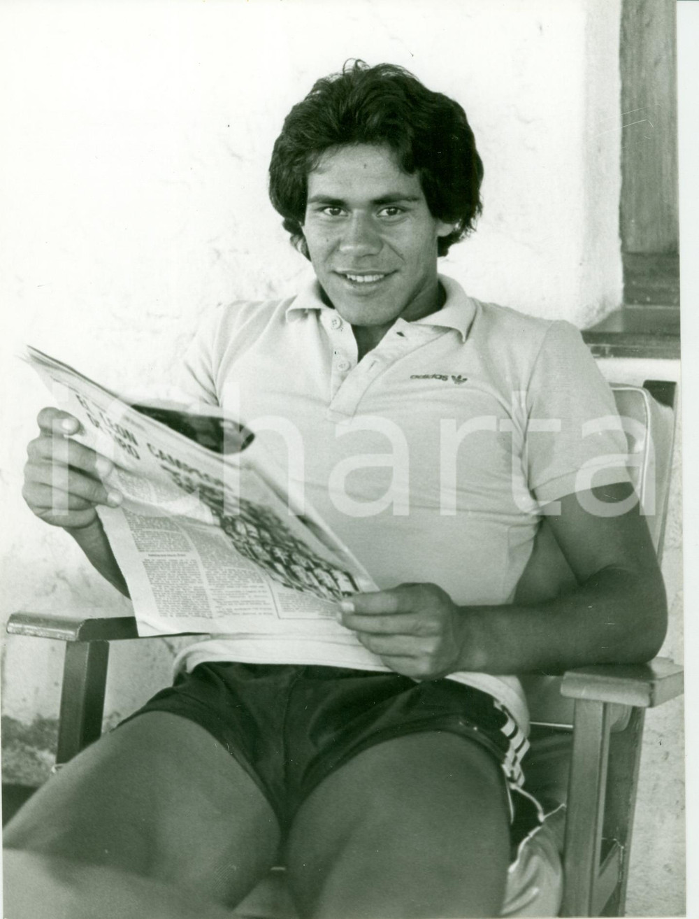 Fotografia d epoca originale 1980 ca URUGUAY Calcio Ritratto RUBEN PAZ calciatore Fotografia 1