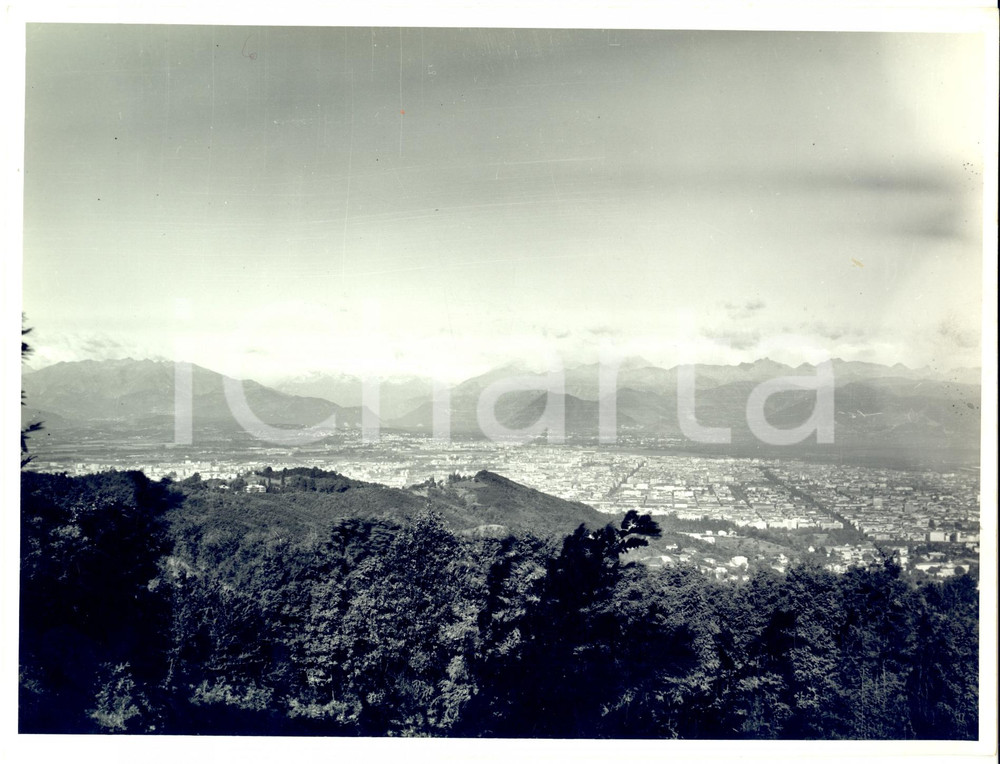 Fotografia d epoca originale 1970 ca AVIGLIANA TO Veduta panoramica della piana dei laghi Foto HAUS 1