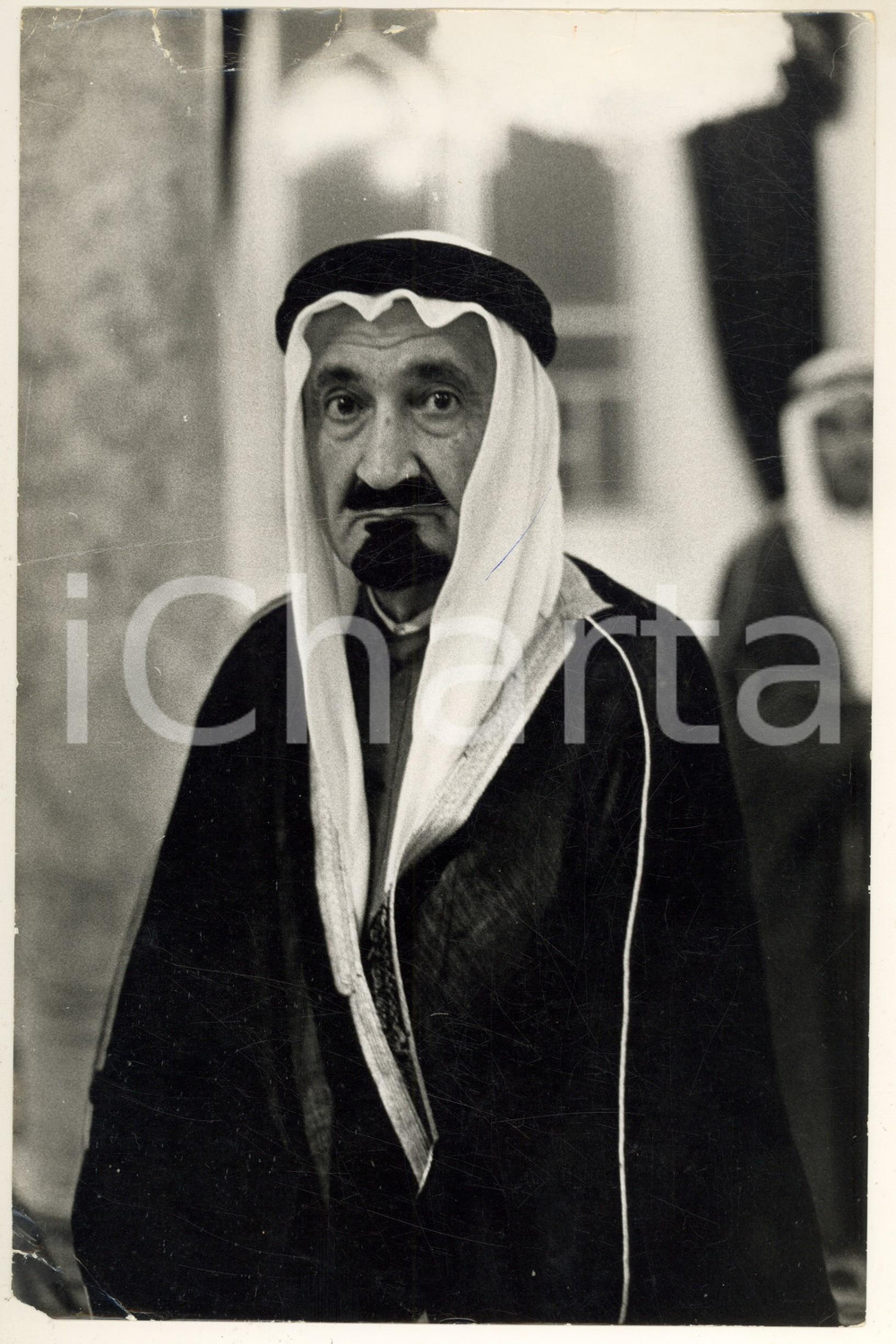 Fotografia d epoca originale 1950 ca Yusuf YASIN consigliere re saudita AbdulAziz IBN SAUD Foto DANNEGGIATA 1
