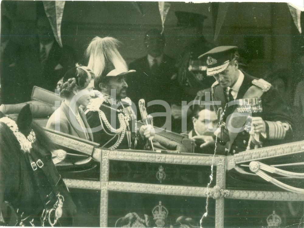 Fotografia d epoca originale 1954 LONDON HailÃ© SELASSIÃˆ arriva alla Victoria Station Fotografia DANNEGGIATA 1