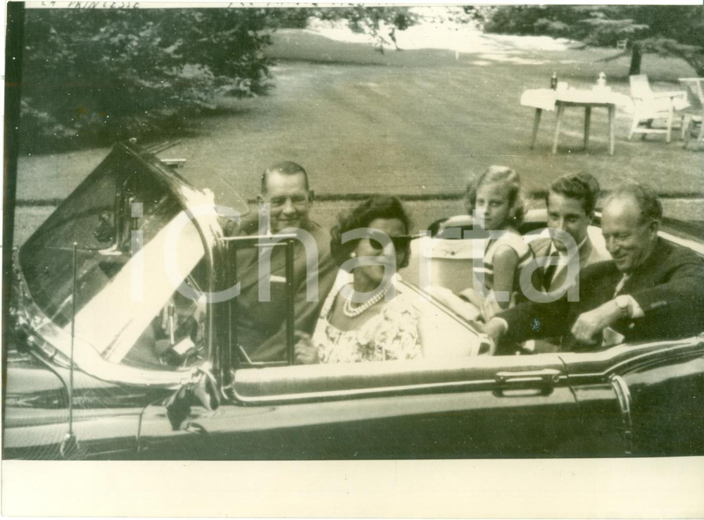 Fotografia d epoca originale 1958 LAEKEN BELGIO Principessa Lilian di RETHY in auto con RenÃ© COTY Foto 1