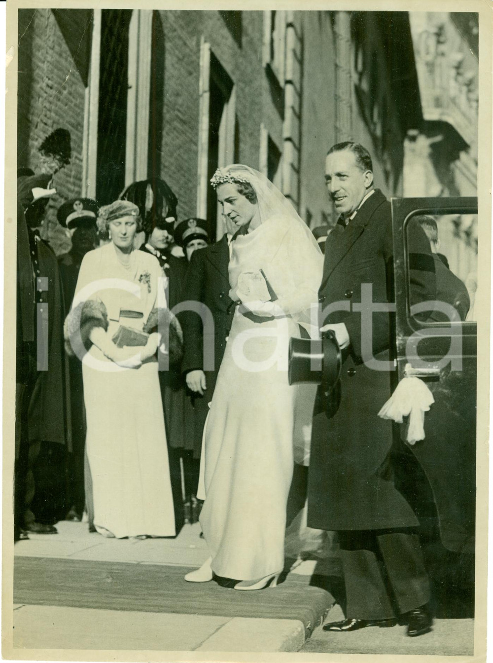 Fotografia d epoca originale 1935 ROMA Beatrice di BORBONESPAGNA con ALFONSO XIII giorno del matrimonio FOTO 1