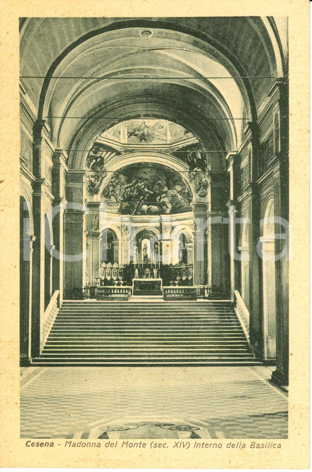 Cartolina originale da collezione 1930 ca CESENA FC Interno basilica MADONNA DEL MONTE Cartolina FP NV 1