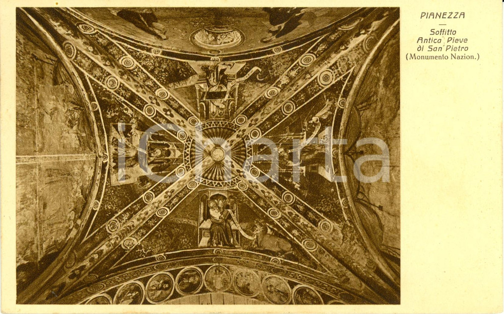 Cartolina originale da collezione 1935 ca PIANEZZA TO Soffitto dell antica pieve di SAN PIETRO Cartolina FP NV 1
