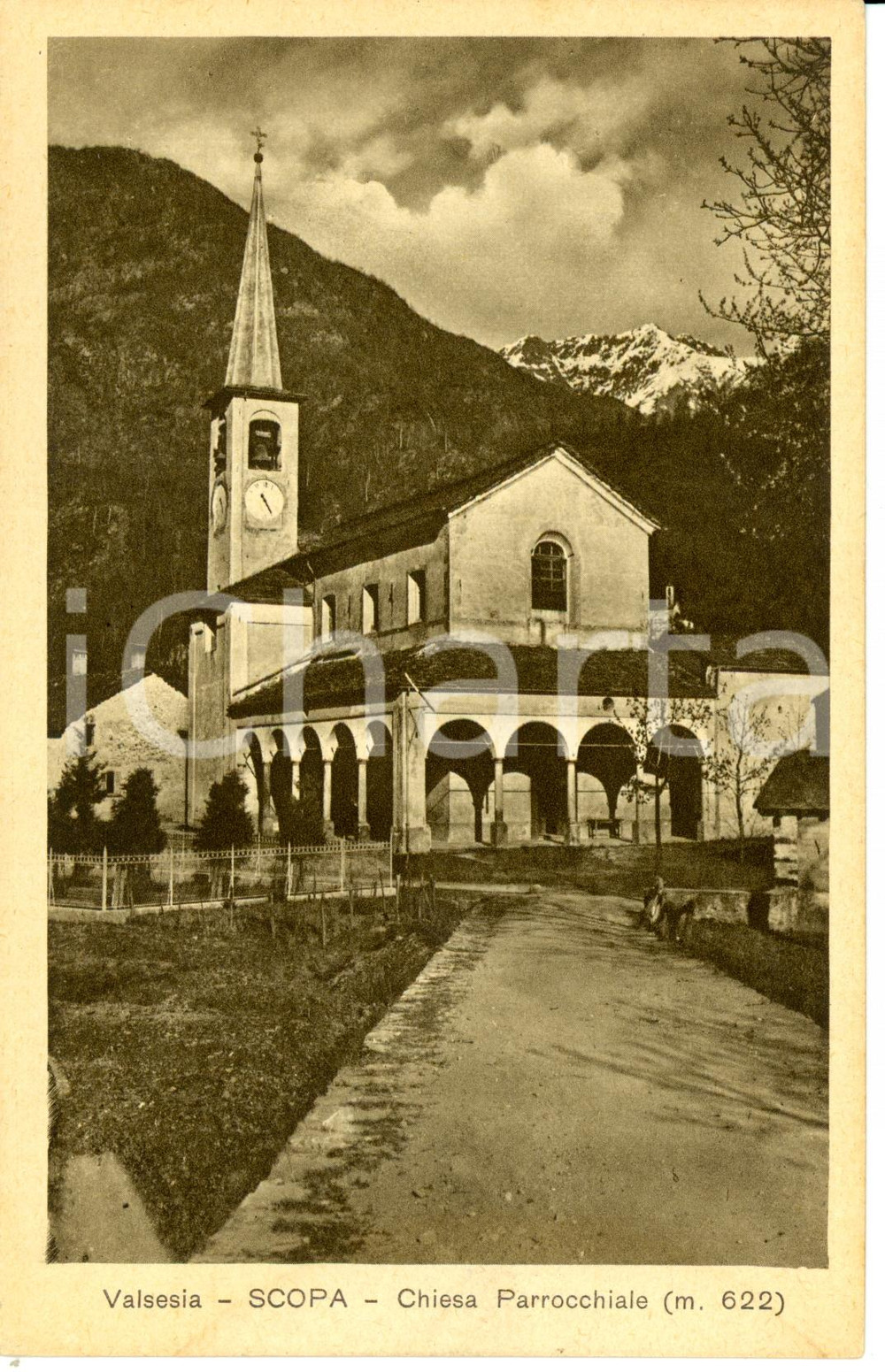 Cartolina originale da collezione 1935 ca SCOPA VC VALSESIA Chiesa parrocchiale SAN BARTOLOMEO Cartolina FP NV 1