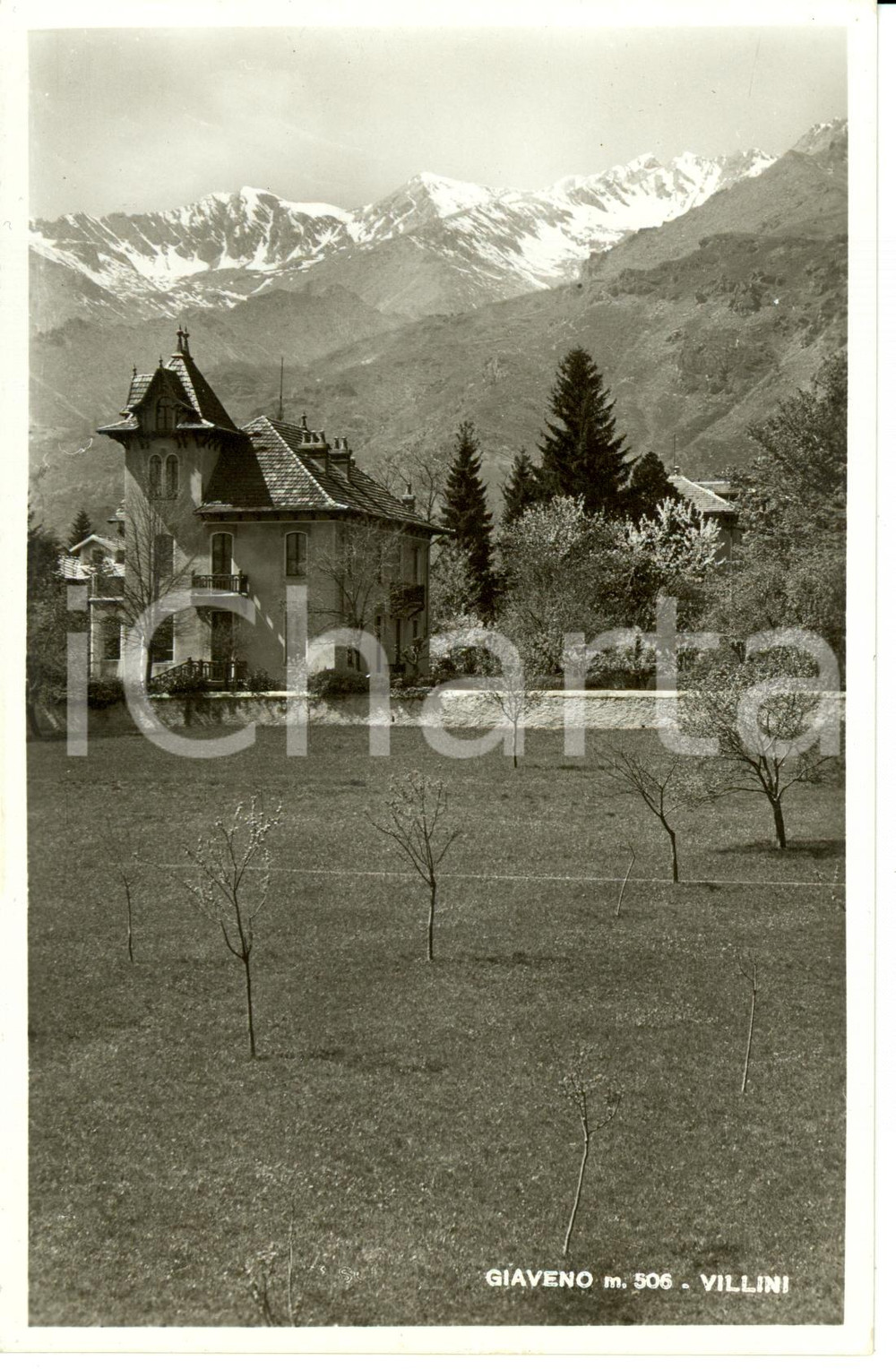 Cartolina originale da collezione 1950 ca GIAVENO TO Villini con panorama Cartolina FP NV 1