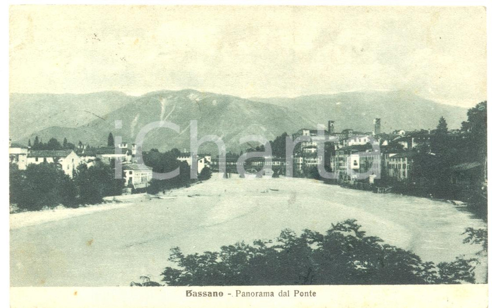 Cartolina originale da collezione 1934 BASSANO DEL GRAPPA VI Panorama con ponte Cartolina postale FP VG 1