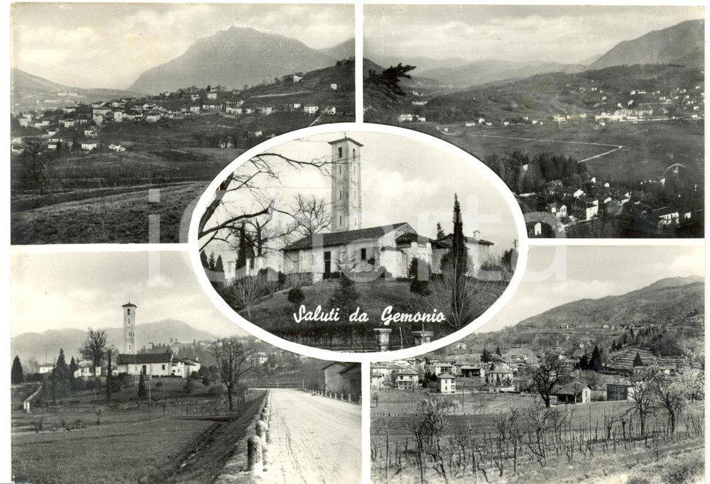 Cartolina originale da collezione 1950 ca GEMONIO VA Vedutine con chiesa SAN PIETRO Cartolina FG NV 1