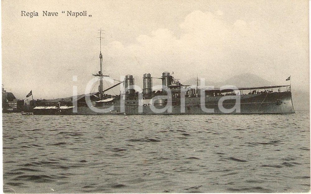 Cartolina originale da collezione 1920 ca MARINA MILITARE Regia nave NAPOLI Corazzata a torri Cartolina FP NV 1