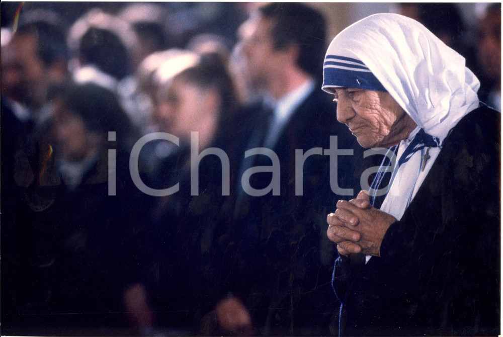 Fotografia d epoca originale 1993 ALBANIA Madre Teresa CALCUTTA durante viaggio Giovanni Paolo II Foto 30x20 1
