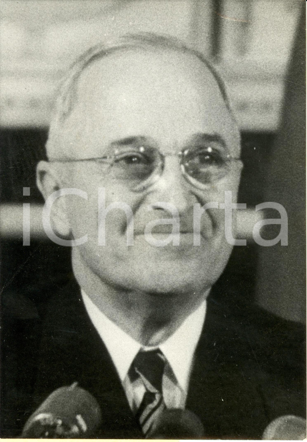 Fotografia d epoca originale 1950 ca USA Harry TRUMAN Presidente durante una conferenza stampa Foto AGIP 1