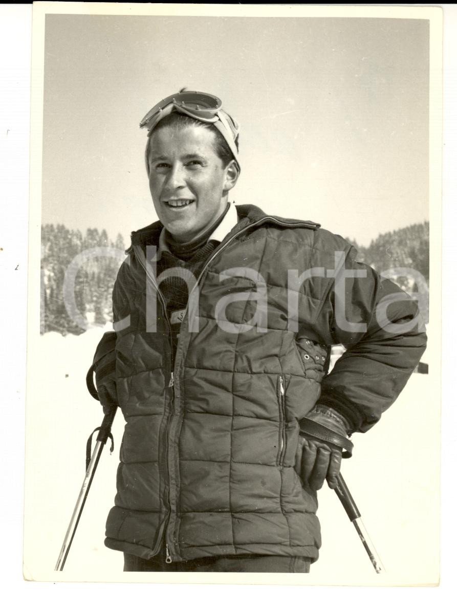 Fotografia d epoca originale 1950 ca SWITZERLAND Campionati SCI ALPINO Ritratto di Adolf MATHIS Foto 1