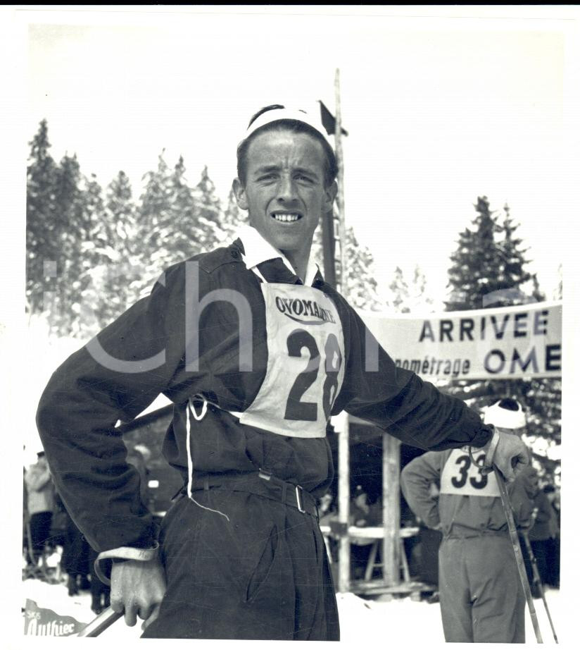 Fotografia d epoca originale 1950 ca SWITZERLAND Campionati SCI ALPINO Ritratto di Alfred KRONIG Foto 1