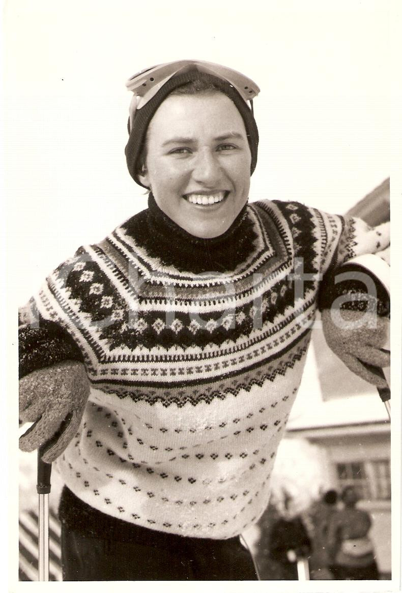 Fotografia d epoca originale 1955 ca SWITZERLAND Campionati SCI ALPINO Ritratto Rosmarie REICHENBACH Foto 1 1