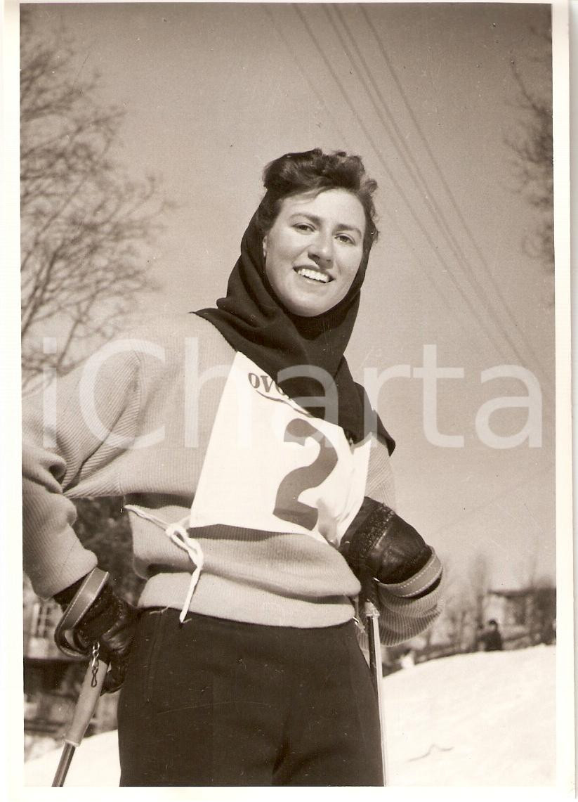 Fotografia d epoca originale 1955 ca SWITZERLAND Campionati SCI ALPINO Rosmarie REICHENBACH Fotografia 1