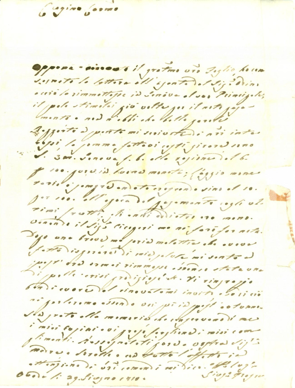Documento originale, autentico 1810 OVADA AL Giuseppe PROSIO sollecita pagamenti e riceve solo belle parole 1