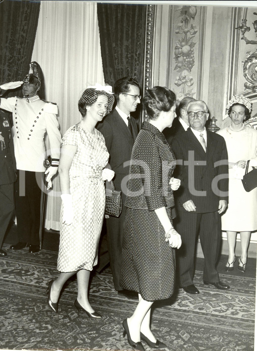 Fotografia d epoca originale 1961 CITTA  DEL VATICANO Reali BELGIO Baldovino Fabiola in visita ufficiale Foto 1