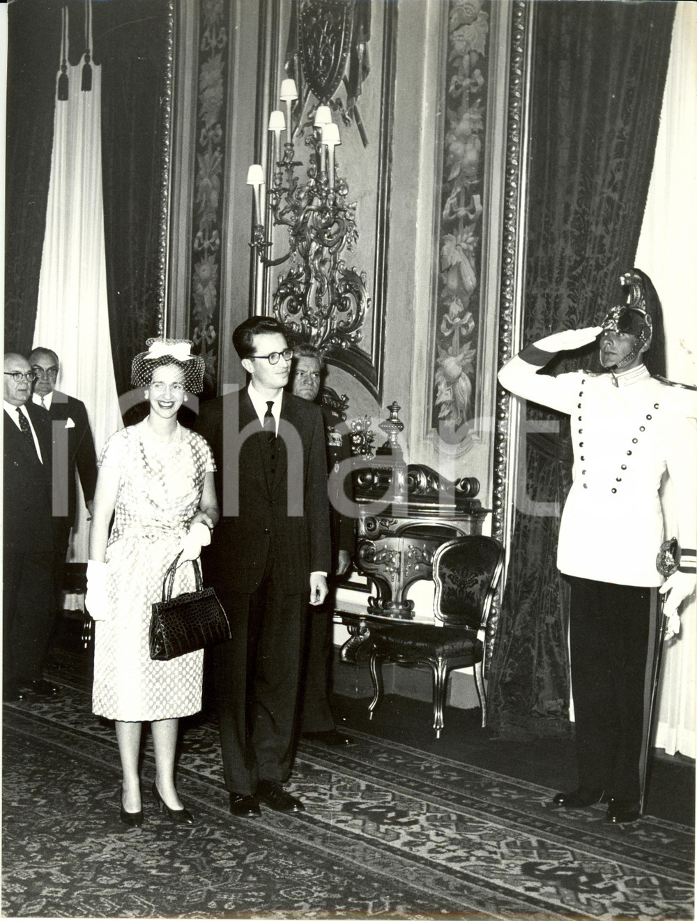 Fotografia d epoca originale 1961 CITTA  DEL VATICANO Reali BELGIO Baldovino e Fabiola visita ufficiale Foto 1
