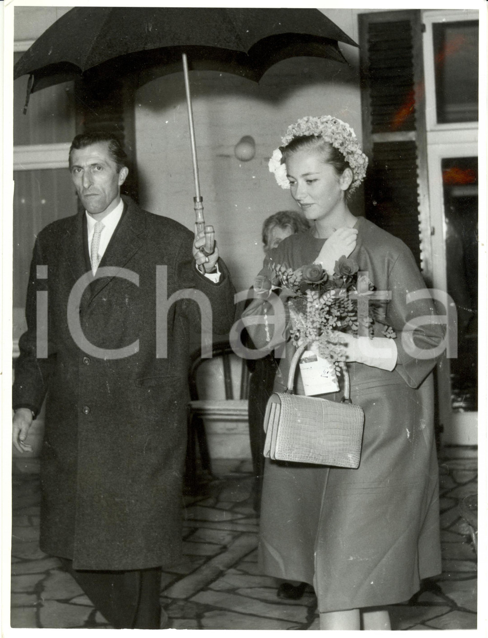 Fotografia d epoca originale 1960 ca BRUXELLES Principessa Paola del BELGIO al LEOPOLD CLUB per Coppa DAVIS 1