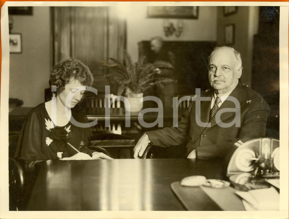 Fotografia d epoca originale 1929 WASHINGTON USA Charles CURTIS e Lola WILLIAMS prima segretaria donna Foto 1