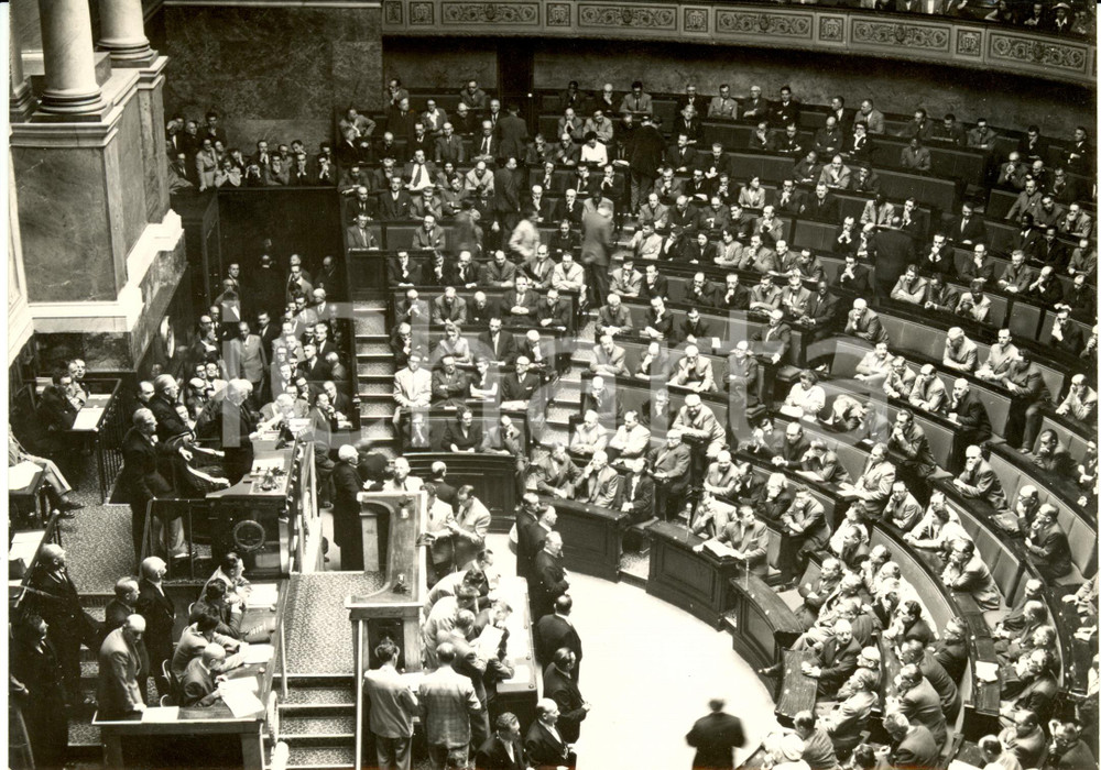 Fotografia d epoca originale 1951 PARIS Decano Eugène PEBELLIER inaugura nuova Assemblée Nationale FOTO 1