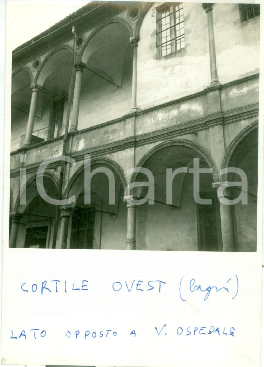 Fotografia d epoca originale 1936 MILANO Cortile ovest dell OSPEDALE MAGGIORE prima dei restauri Fotografia 1