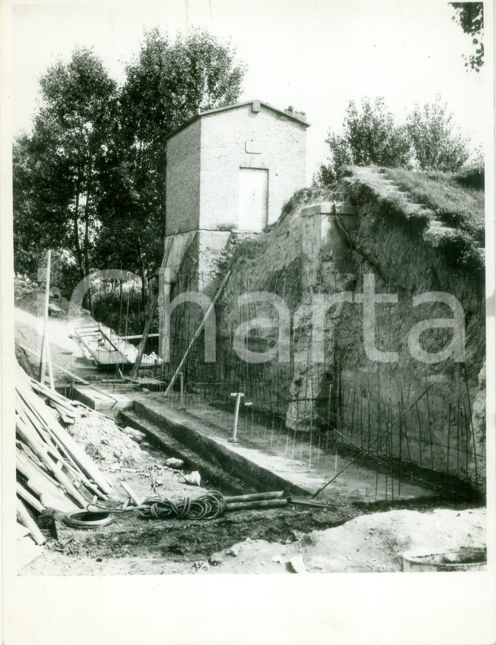 Fotografia d epoca originale 1965 ca PANCARANA PV Lavori di costruzione della CHIAVICA MORCISA Foto 1
