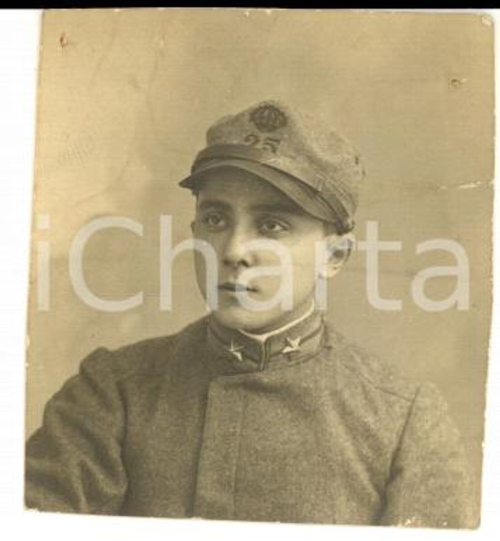 Fotografia d epoca originale 1917 PIACENZA 25Â° Fanteria BRIGATA BERGAMO Ufficiale Gino ROSSI il TERUN Foto 1