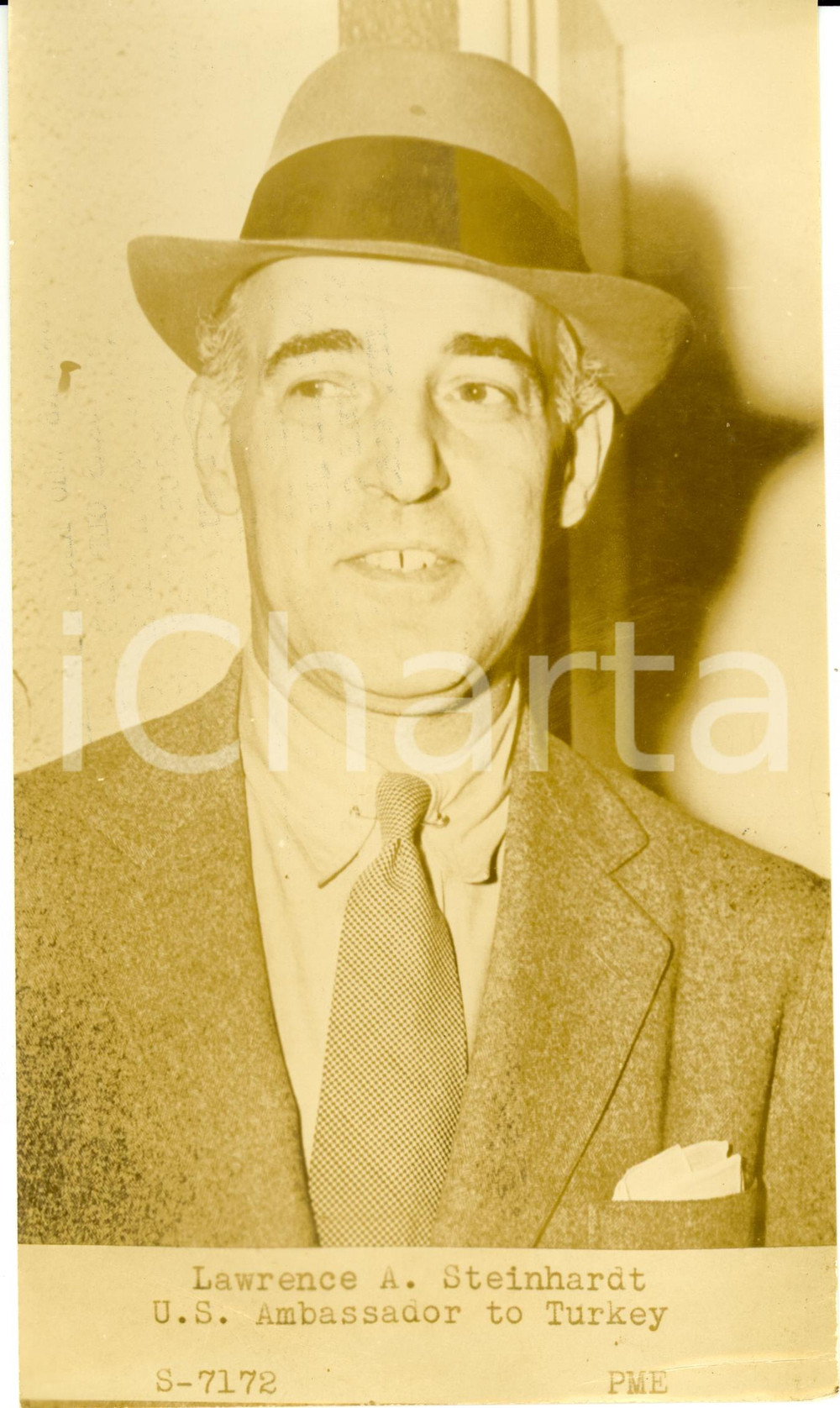 Fotografia d epoca originale 1945 ca TURCHIA? Lawrence Adolph STEINHARDT Ambasciatore USA Fotografia 1