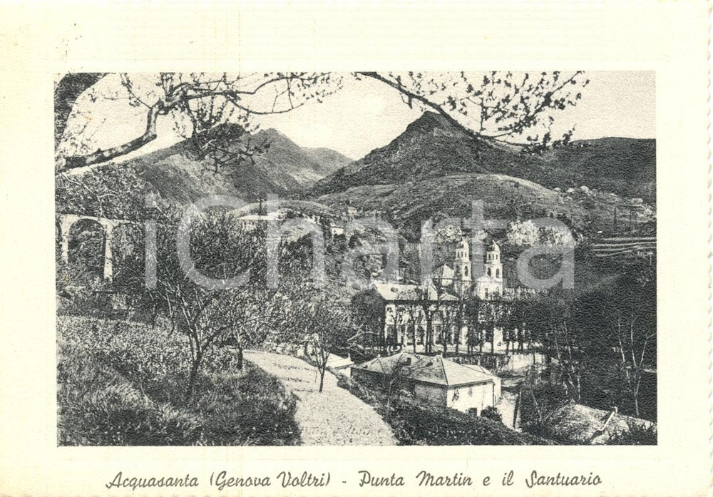Cartolina originale da collezione 1962 ACQUASANTA GE Veduta generale PUNTA MARTIN e SANTUARIO Cartolina FG VG 1