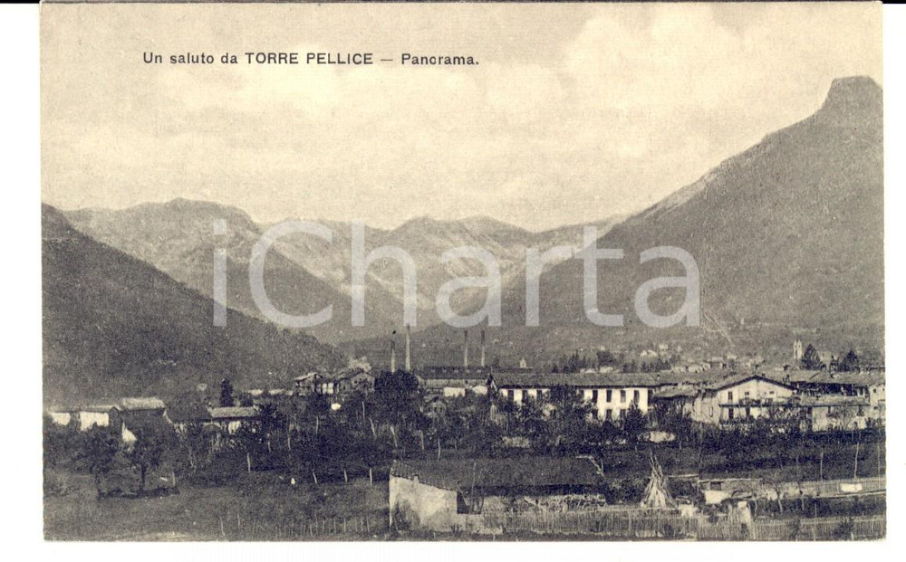 Cartolina originale da collezione 1915 ca TORRE PELLICE TO Veduta panoramica del paese Cartolina postale FP NV 1