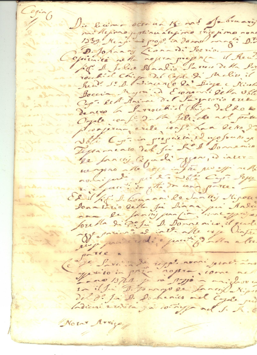 Documento originale, autentico 1739 NAPOLI Accordo tra Capitolo ANIME DEL PURGATORIO e don Giovanni DE SANCTIS 1