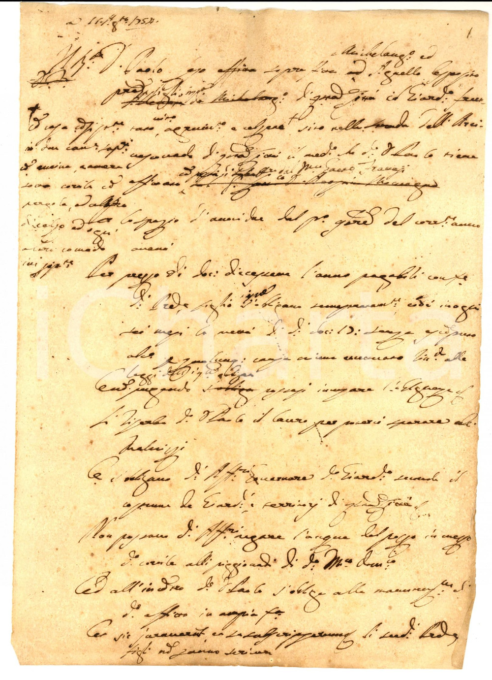 Documento originale, autentico 1754 SORRENTO NA Don Paolo CESO affitta agrumeto a Michelangelo ESPOSITO 1