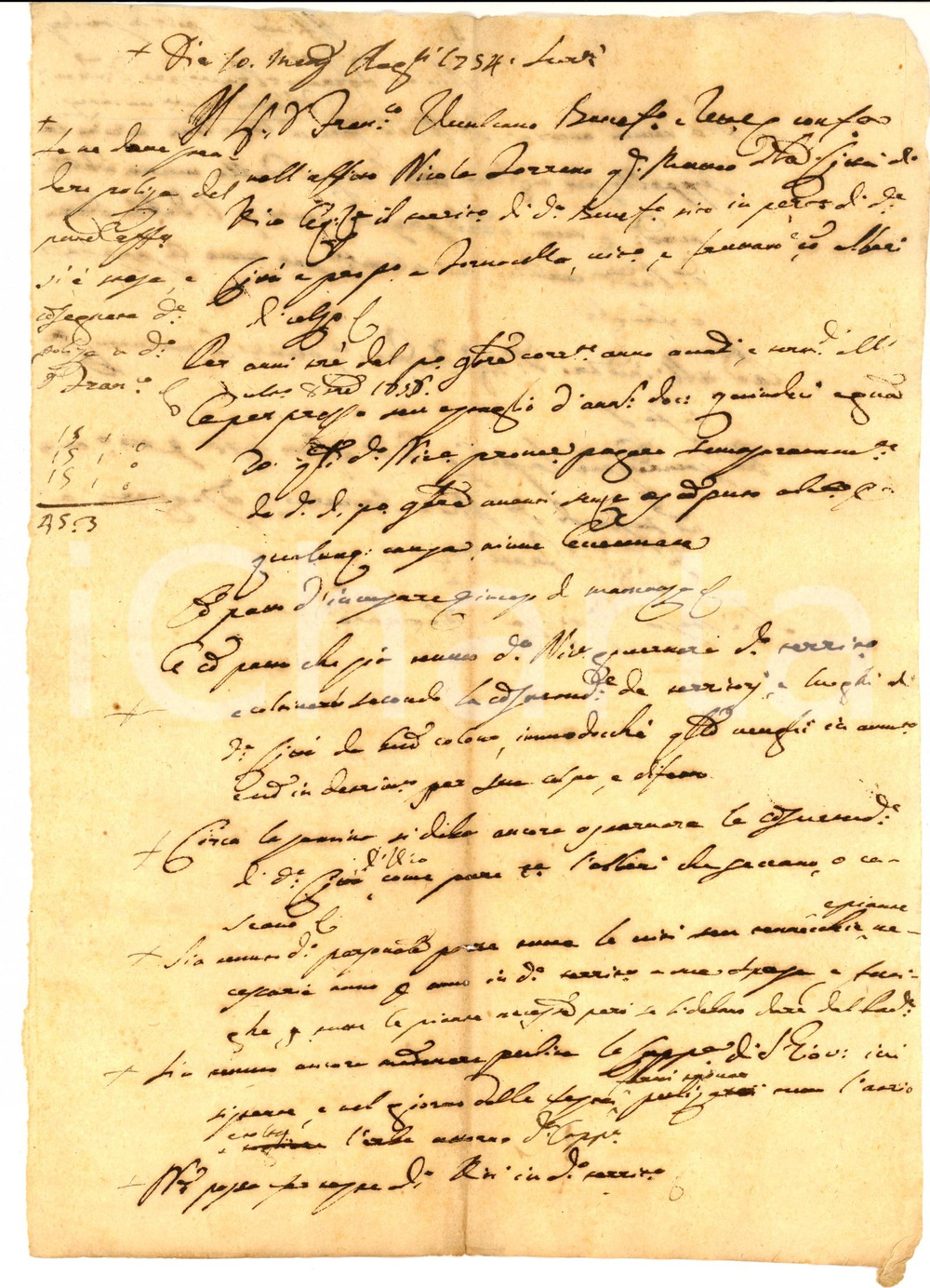 Documento originale, autentico 1754 VICO EQUENSE NA Francesco VULCANO conferma affitto a Nicola TORRANO 1