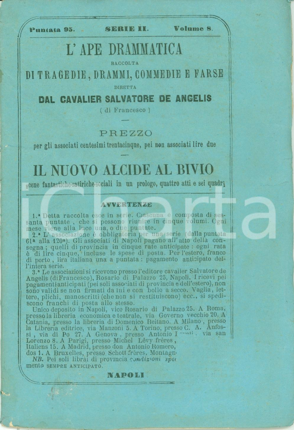 Libro, pubblicazione d epoca 1877 Alberto LANDI Il nuovo ALCIDE al bivio Opera censurata L APE DRAMMATICA 1