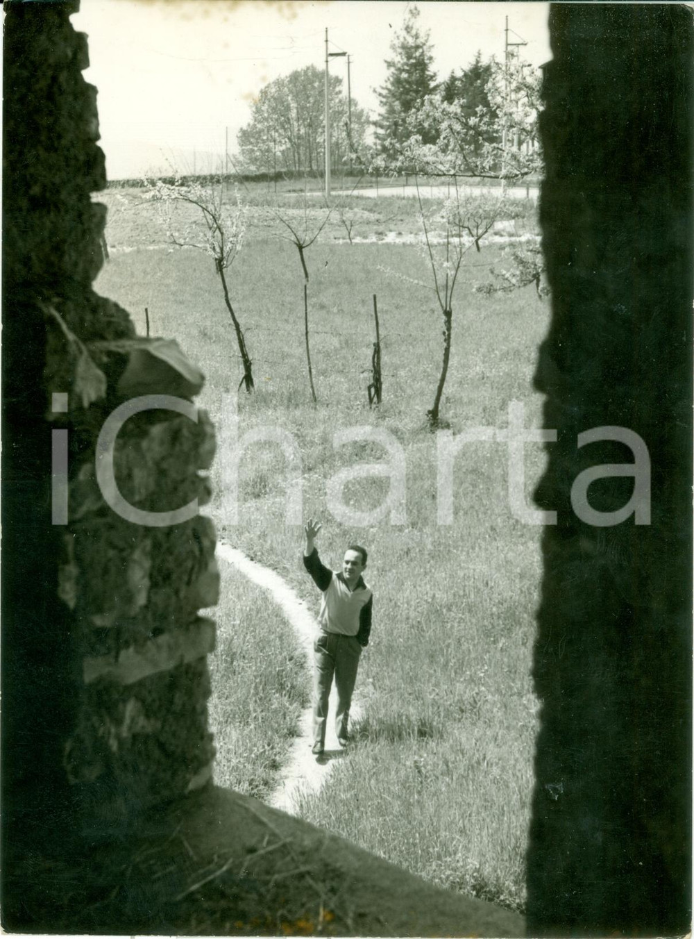 Fotografia d epoca originale 1956 COMERIO VA Boxe pesi gallo Mario D AGATA in ritiro incontro Robert COHEN 1