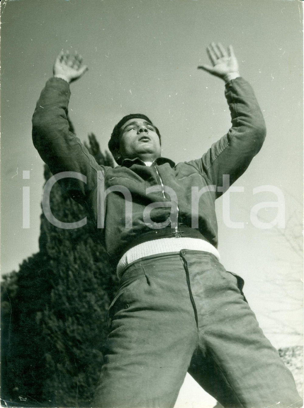 Fotografia d epoca originale 1955 ROMA Boxe Pugile Franco FESTUCCI si allena per match vs Johnny SULLIVAN 1