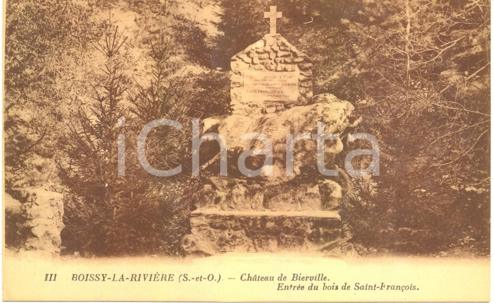 Cartolina originale da collezione 1920 ca BOISSYLARIVIERE F Entrée bois SAINTFRANCOIS au chateau de BIERVILLE 1